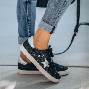 Black glitter sneakers